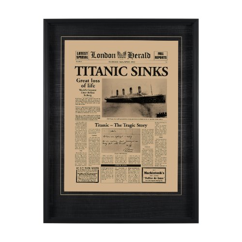 8895 - Titanic Sinks by Vintage Collection a Hand Embelished Textured Framed Art Photo Matted under Glass