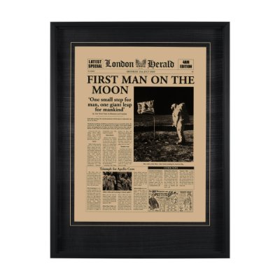 8897 - First Man On The Moon by Vintage Collection Hand Embelished Framed Art Photo Matted under Glass