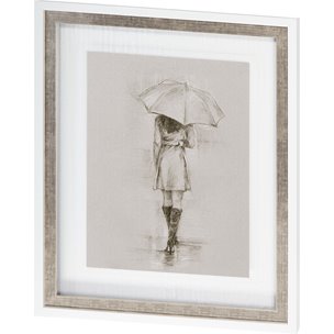 Rainy Day Rendezvous by Mercana Studio Hand Embelished Textured Framed Art Print Matted under Glass