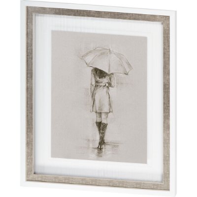 9446 - Rainy Day Rendezvous by Mercana Studio Hand Embelished Textured Framed Art Print Matted under Glass