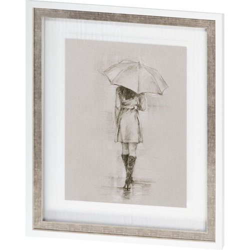 9446 - Rainy Day Rendezvous by Mercana Studio Hand Embelished Textured Framed Art Print Matted under Glass