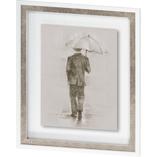 9447 - Rainy Day Rendezvous by Mercana Studio Hand Embelished Textured Framed Art Print Matted under Glass