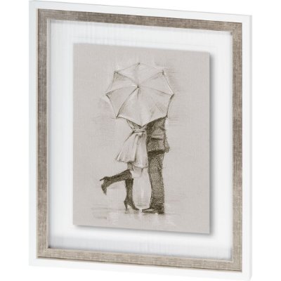 9448 - Rainy Day Rendezvous by Mercana Studio Hand Embelished Textured Framed Art Print Matted under Glass