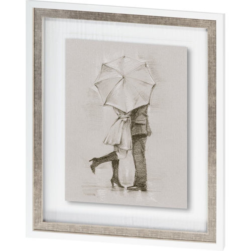 9448 - Rainy Day Rendezvous by Mercana Studio Hand Embelished Textured Framed Art Print Matted under Glass