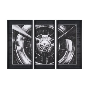 Vintage Propeller I by Ethan Harper a Hand Embelished Textured Framed Art Print Matted under Glass