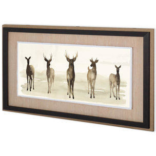 Deer Line I by Grace Popp a Framed Art Print Matted under Glass
