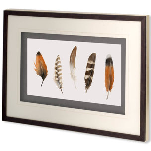 Red Rock Feathers I by Grace Popp a Hand Embellished Textured Framed Art Print Matted under Glass