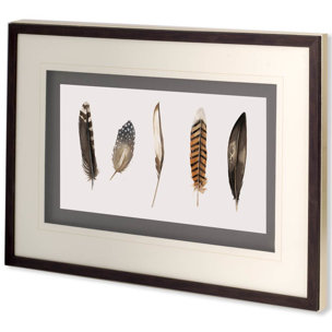 Red Rock Feathers II by Grace Popp a Hand Embellished Textured Framed Art Print Matted under Glass