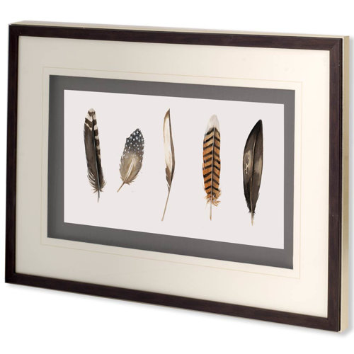 10407 - Red Rock Feathers II by Grace Popp a Hand Embellished Textured Framed Art Print Matted under Glass