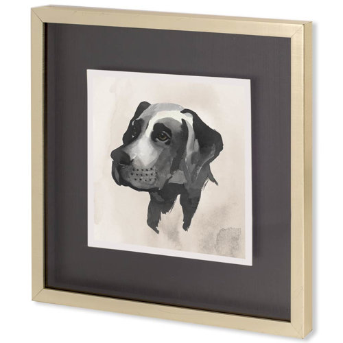 10426 - Small Inked Dogs I by Grace Popp a Hand Embellished Textured Framed Art Print Matted under Glass