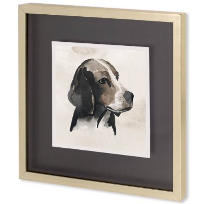 10427 - Small Inked Dogs II by Grace Popp a Hand Embellished Textured Framed Art Print Matted under Glass