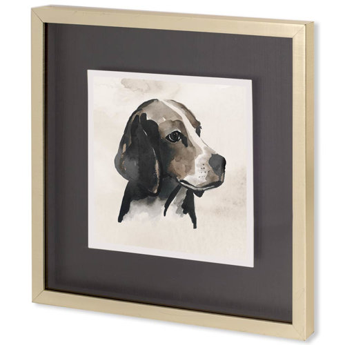 10427 - Small Inked Dogs II by Grace Popp a Hand Embellished Textured Framed Art Print Matted under Glass