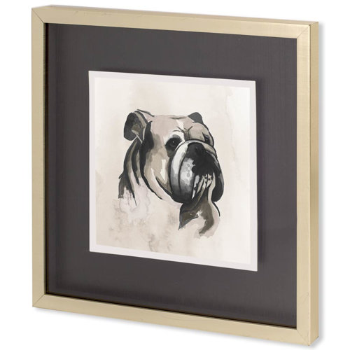10428 - Small Inked Dogs III by Grace Popp a Hand Embellished Textured Framed Art Print Matted under Glass