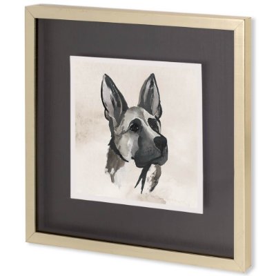 10429 - Small Inked Dogs IV by Grace Popp a Hand Embellished Textured Framed Art Print Matted under Glass
