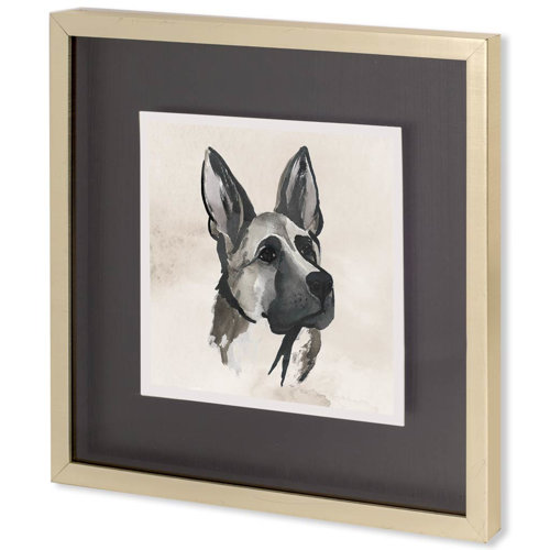 10429 - Small Inked Dogs IV by Grace Popp a Hand Embellished Textured Framed Art Print Matted under Glass