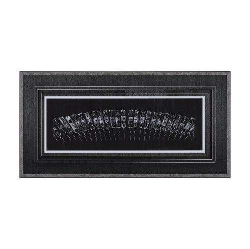 10433 - Antique Typewriter Bars by Ethan Harper Hand Embellished Textured Framed Photo Art Print Matted unde