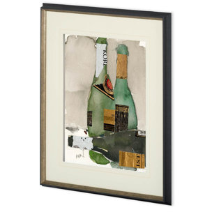 After the Bubbly II by Samuel Dixon a Hand Embellished Textured Framed Art Print Matted under Glass