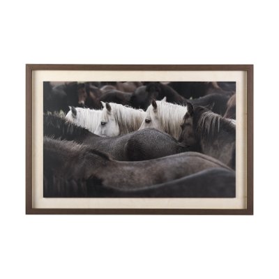 10466 - Custom White Horses (MC) by PH Burchett a Hand Embelished Textured Framed Photo Art Decograph