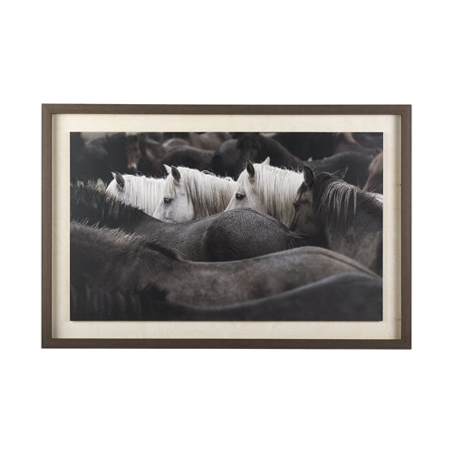 10466 - Custom White Horses (MC) by PH Burchett a Hand Embelished Textured Framed Photo Art Decograph