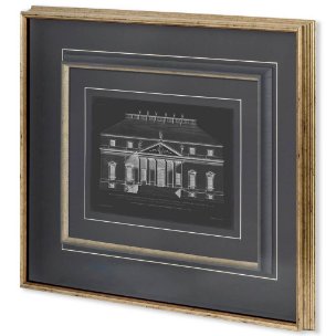 Vintage Facade Blueprint II by H. Hulsburgh a Framed Art Print Matted under Glass