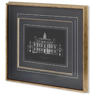 Vintage Facade Blueprint III by H. Hulsburgh a Framed Art Print Matted under Glass