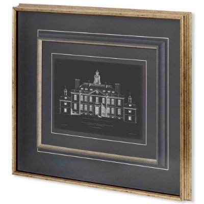 10528 - Vintage Facade Blueprint III by H. Hulsburgh a Framed Art Print Matted under Glass