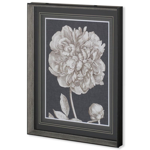 10593 - Dramatic Peony I by Vision Studio a Hand Embellished Textured Framed Art Print Matted under Glass
