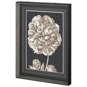 Dramatic Peony II by Vision Studio a Hand Embellished Textured Framed Art Print Matted under Glass