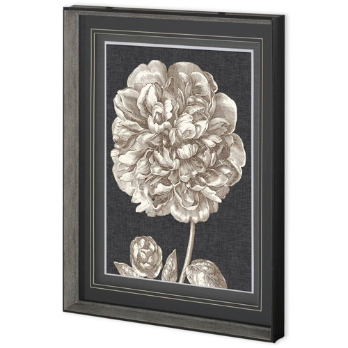 10594 - Dramatic Peony II by Vision Studio a Hand Embellished Textured Framed Art Print Matted under Glass