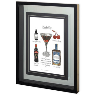 Classic Cocktail - Manhattan by Mercana Studio a Framed Art Print Matted under Glass