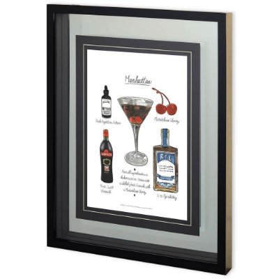 10818 - Classic Cocktail - Manhattan by Mercana Studio a Framed Art Print Matted under Glass
