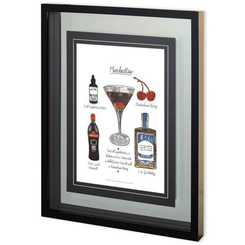 10818 - Classic Cocktail - Manhattan by Mercana Studio a Framed Art Print Matted under Glass