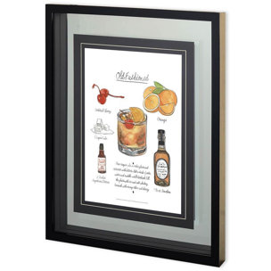 Classic Cocktail - Old Fashioned by Mercana Studio a Framed Art Print Matted under Glass