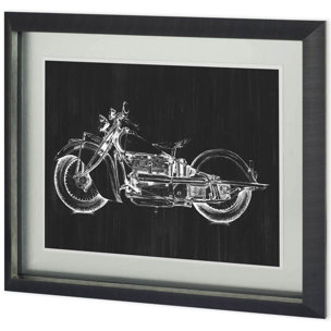 UA CH Motorcycle Graphic I by Megan Meagher Hand Embellished Framed Art Print Matted under Glass