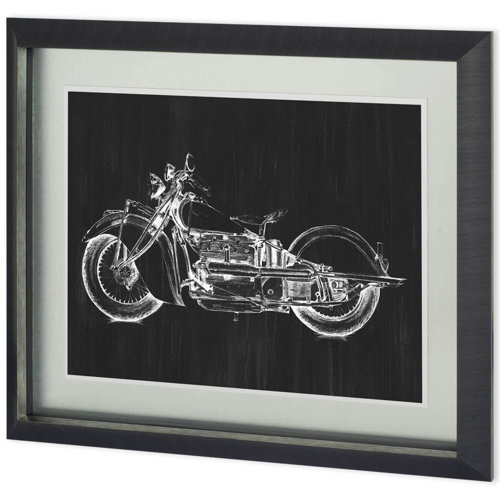 10850 - UA CH Motorcycle Graphic I by Megan Meagher Hand Embellished Framed Art Print Matted under Glass