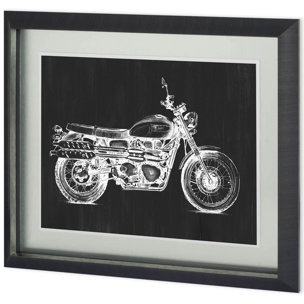 UA CH Motorcycle Graphic II by Megan Meagher Hand Embellished Framed Art Print Matted under Glass