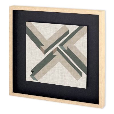 11028 - Geometric Perspective IV by June  Vess a Hand Embellished Textured Framed Decograph Art Print