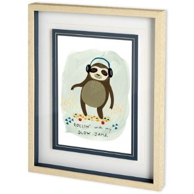 11032 - Hipster Sloth II by June Erica Vess a Framed Art Print Matted under Glass