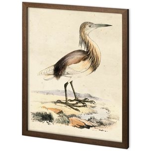 Custom Antique Heron I by Ferdos Maleki a Hand Embellished Textured Framed Decograph Art Print