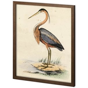 Custom Antique Heron II by Ferdos Maleki a Hand Embellished Textured Framed Decograph Art Print