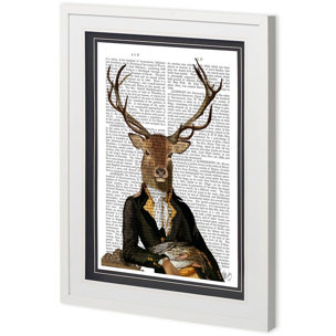 Custom Deer in Chair by Fab Funky a Framed Art Print Matted under Glass