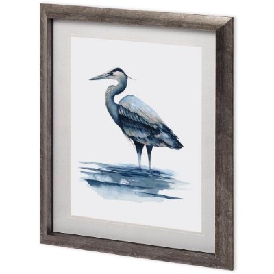 11230 - Azure Heron I by Grace Popp a Framed Art Print Matted under Glass