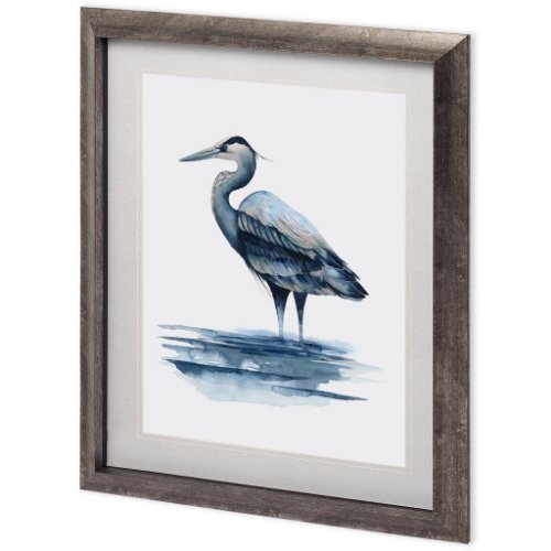 11230 - Azure Heron I by Grace Popp a Framed Art Print Matted under Glass