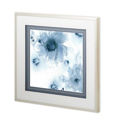 11271 - Custom Aquatic Indigo I by June Erica Vess Hand Embellished Framed Art Print Matted under Glass