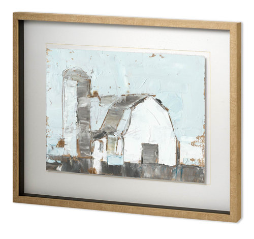 11385 - Barn & Silo II by Ethan Harper a Hand Embellished Textured Framed Art Print Matted under Glass