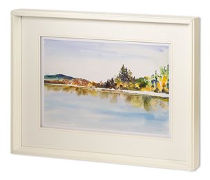 Lakeside Reflections by Lora Gold a Hand Embellished Textured Framed Art Print Matted under Glass