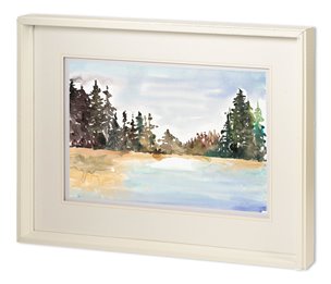 Evergreen View by Lora Gold a Hand Embellished Textured Framed Art Print Matted under Glass