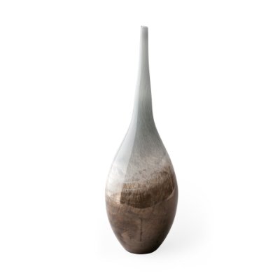 31000 - Erie II Tall Two Toned Sky Blue Dark Brown Blown Glass Vase 