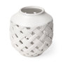31056 - Forillon I Short White Glazed Lattice Pattern Vase