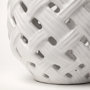 31056 - Forillon I Short White Glazed Lattice Pattern Vase